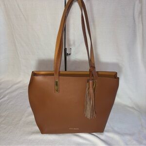 Joy & Iman Tassel Chic Leather Handbag with Popout Insert